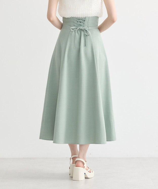 earth music&ecology バックレースアップスカート Light Green