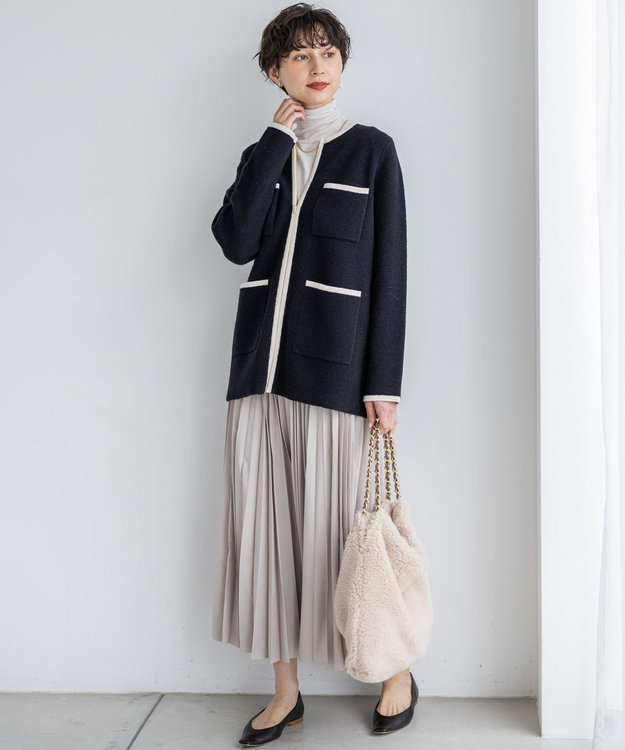 23区 S 【CLASSY.掲載/洗える】スムージーコットン タートルネック ニット ベージュ系