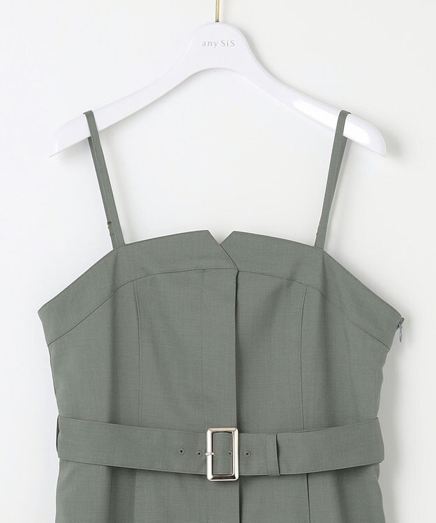 ANY SIS L 【2SET】ビスチェワンピース×シアーラッセルプルオーバーセット カーキ系