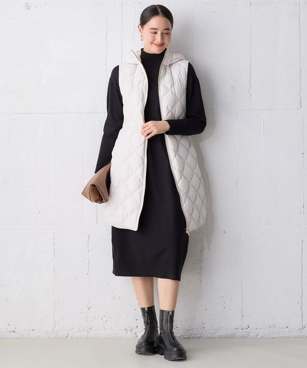 UNFILO 【洗える】ハイネックＩラインニットワンピース ブラック