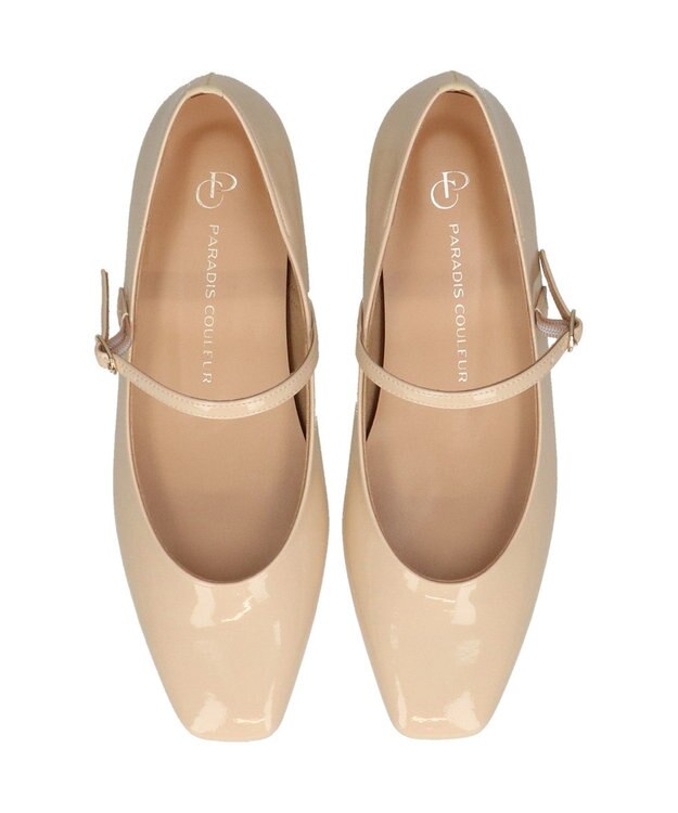 Bridget Birkin 【PARADIS COULEUR】スクエアトウビジューレーンパンプス ベージュエナメル