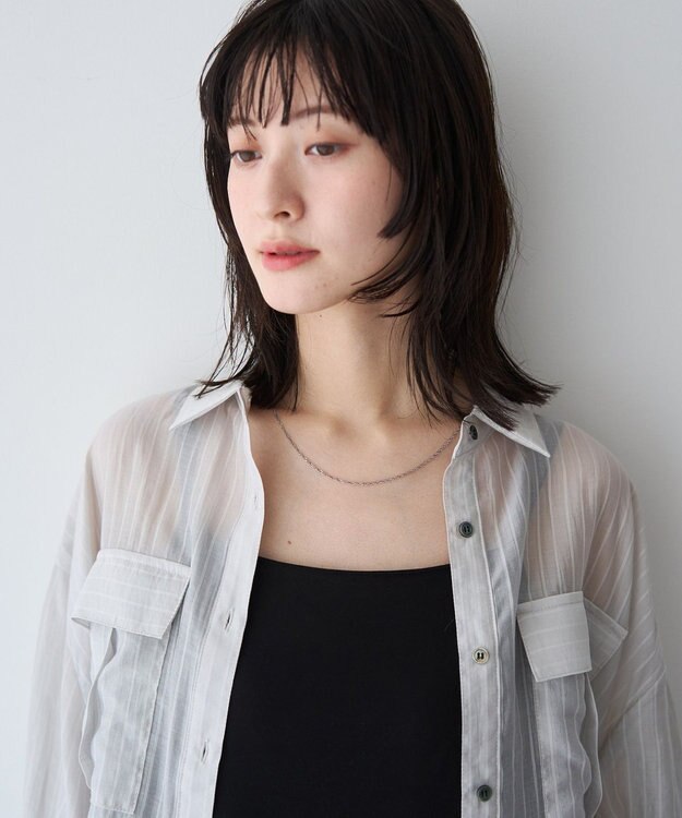 YECCA VECCA 【2点SET】ミリタリーシアーシャツセットキャミワンピース Black