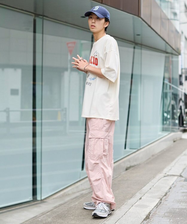 WEGO 【ウエストゴム/MLサイズ展開】ナイロンイージーカーゴパンツ ピンク