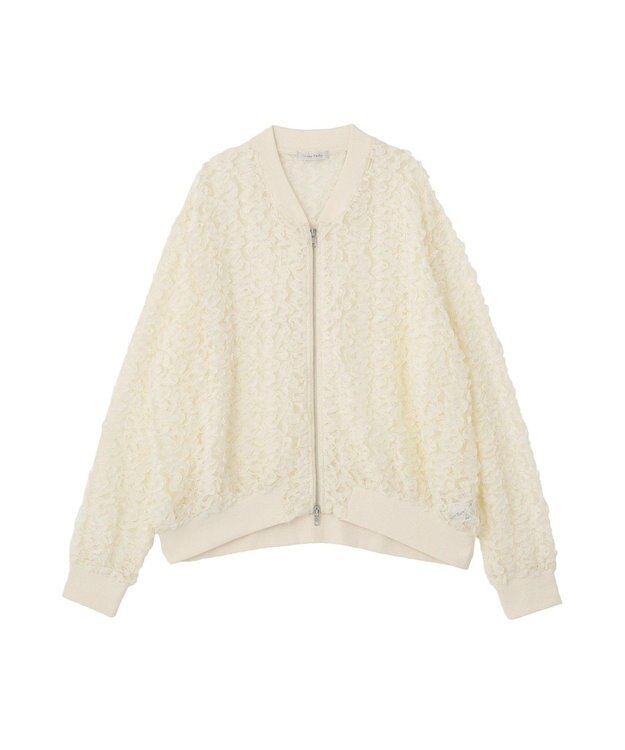 Green Parks フラワー柄チュールブルゾン Ecru