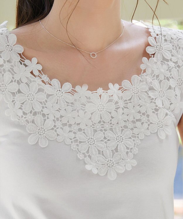 Tiaclasse 【洗える】レースタンクトップ オフホワイト