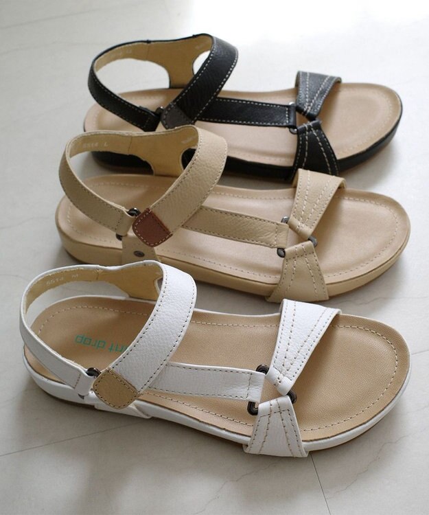 Pointer 天然皮革 本革ストラップサンダル ホワイト