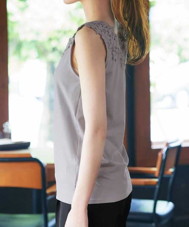 Tiaclasse 【洗える】レースタンクトップ グレー