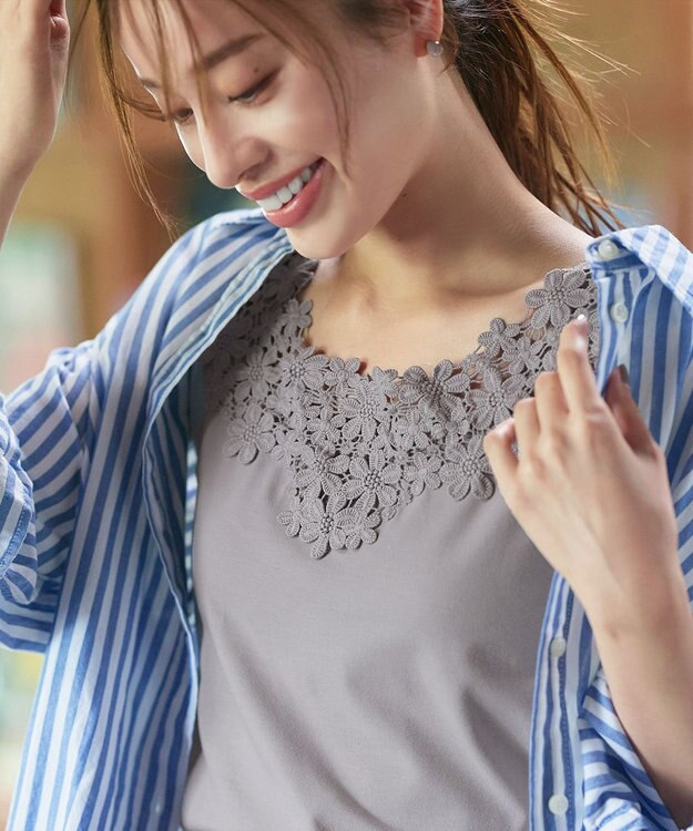 Tiaclasse 【洗える】レースタンクトップ グレー