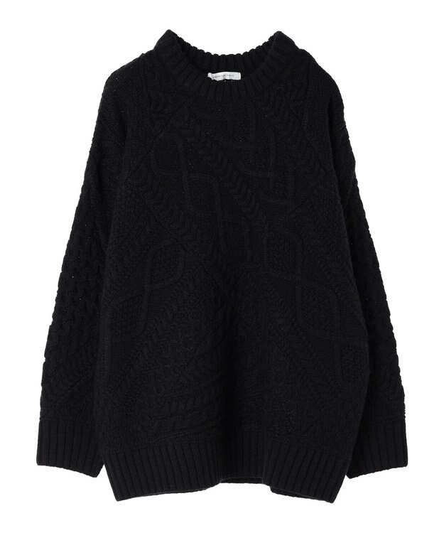 AMERICAN HOLIC パッチワークケーブルニットチュニック Black