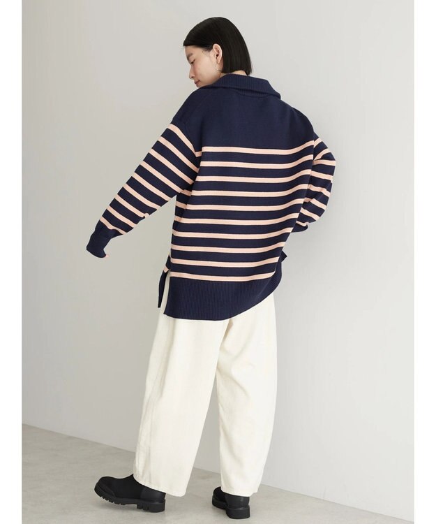 AMERICAN HOLIC バイパチ衿付きニットチュニック Navy