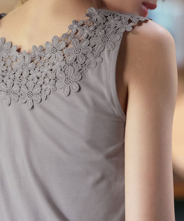 Tiaclasse 【洗える】レースタンクトップ グレー