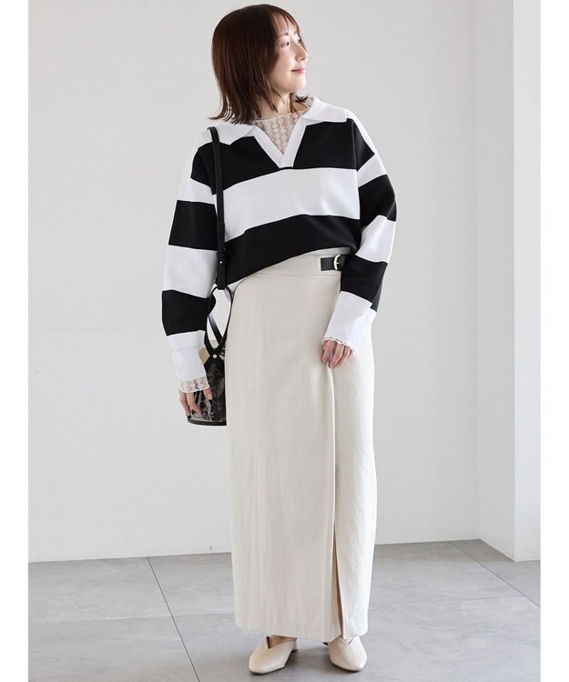 Te chichi サイドベルトチノタイトスカート オフホワイト