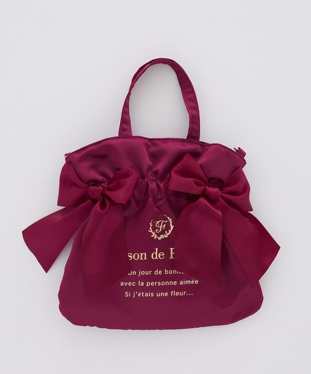 Maison de FLEUR クリアダブルリボン2Wayトート Red