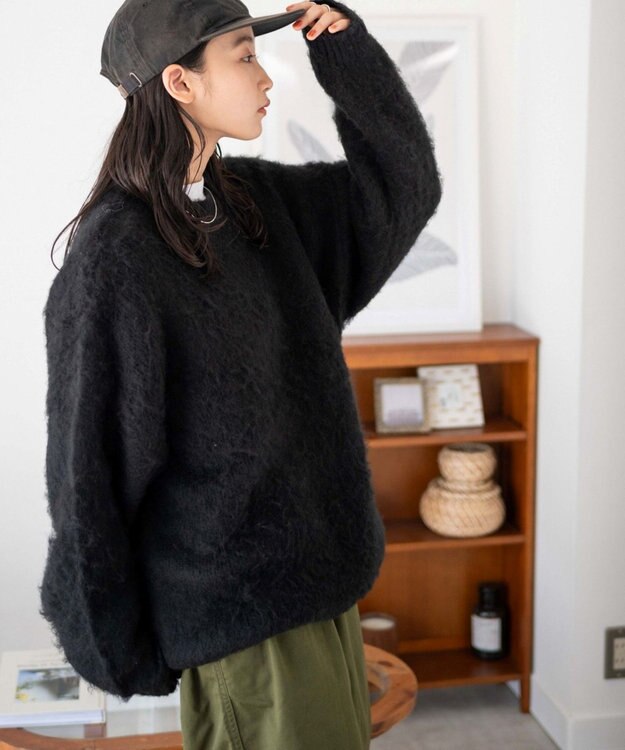 WEGO モヘアライクBIGプルオーバー ブラック