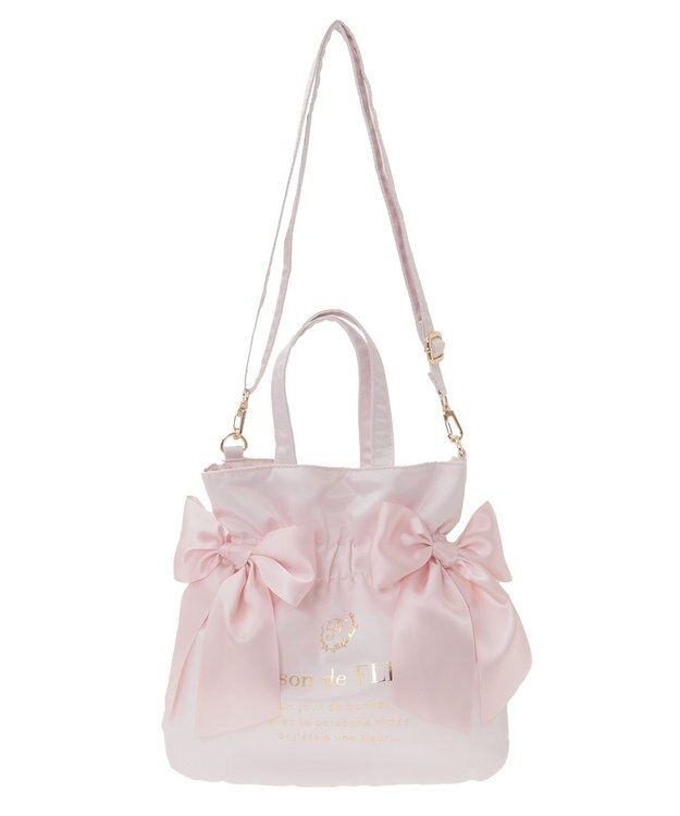 Maison de FLEUR クリアダブルリボン2Wayトート Pink