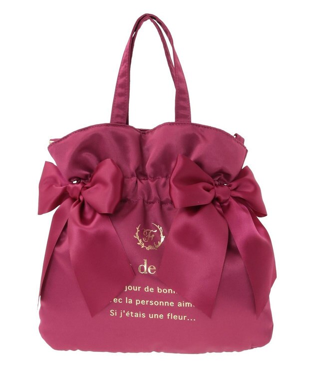 Maison de FLEUR クリアダブルリボン2Wayトート Red