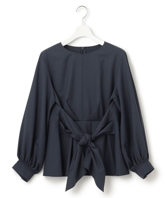 23区 S 【CLASSY.10月号掲載/洗える】TWマットクロス ペプラム ブラウス ネイビー系