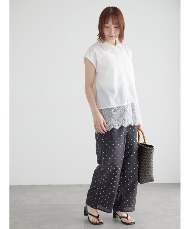 Te chichi レースヘムドッキングシャツ オフホワイト