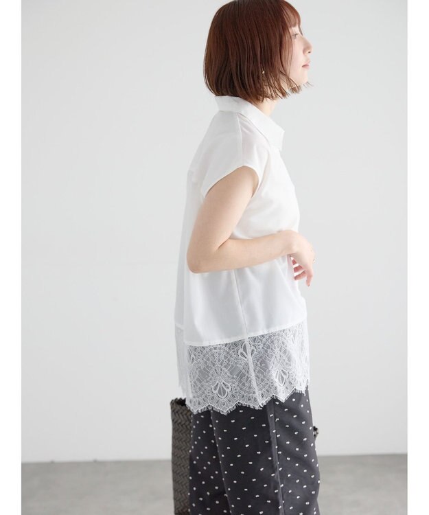 Te chichi レースヘムドッキングシャツ オフホワイト