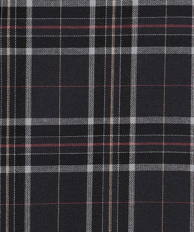 J.PRESS LADIES L プロビスストライプチェック フリルネック カットソー ネイビーチェック系