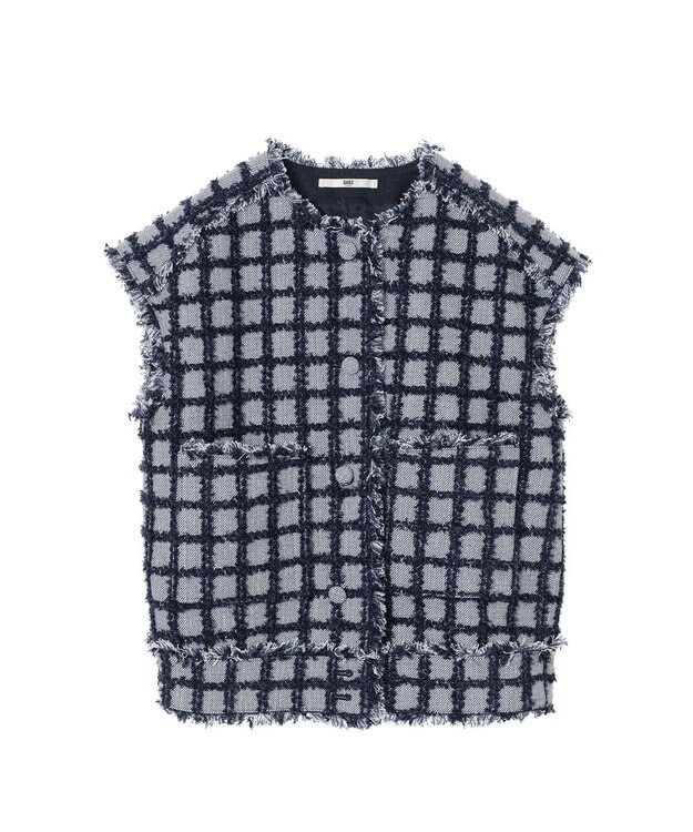 DAKS チェックツイードベスト ネイビー