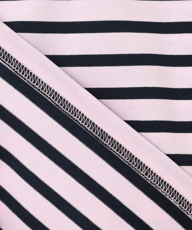 組曲 KIDS 【150-160㎝】フラワー刺繍ボーダー Tシャツ サクラ系