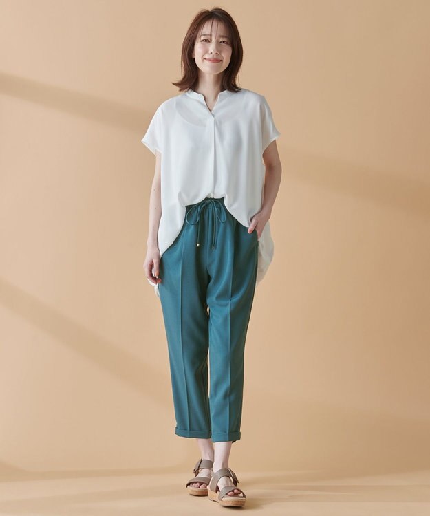 ANY 【UVケア/接触冷感/ウエストゴム】イージーケア美脚パンツⅡ グリーン