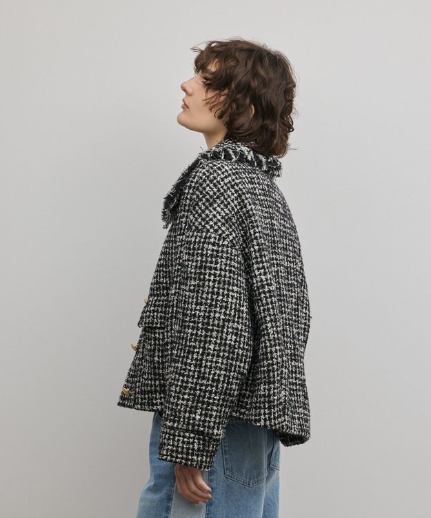 GRACE CONTINENTAL パディングツイードジャケット ブラック