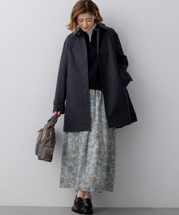 23区 L 【先行予約】エアータンブラー TCギャバジン ステンカラー コート ネイビー系