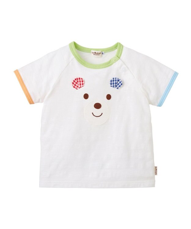 MIKI HOUSE HOT BISCUITS 【80-120cm】 顔ドン 半袖Tシャツ 白