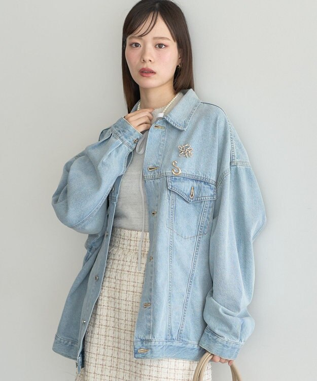 earth music&ecology ビッグデニムジャケット Light Indigo