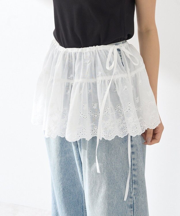 earth music&ecology エンブロイダリー刺繍ラップスカート Off White