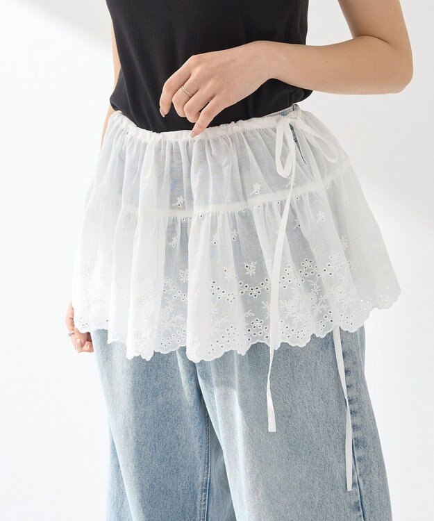 earth music&ecology エンブロイダリー刺繍ラップスカート Off White