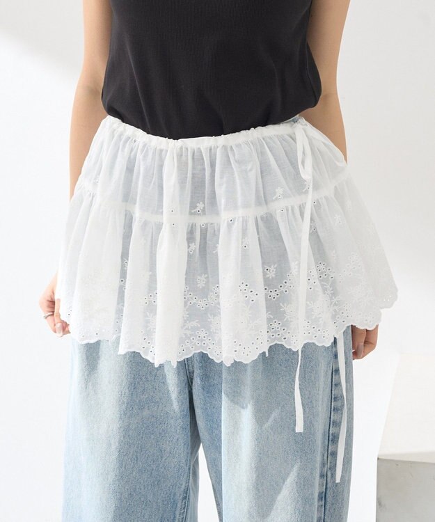 earth music&ecology エンブロイダリー刺繍ラップスカート Off White
