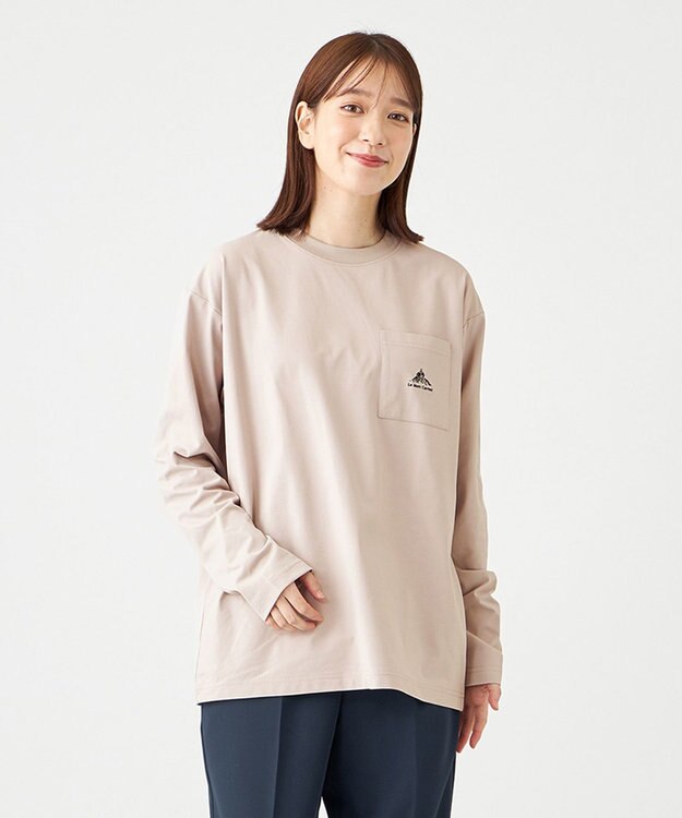 SHARE PARK LADIES 【UVカット・吸水速乾・ストレッチ・軽量 】刺繍ポケットＴシャツ（S・Mサイズ） ベージュ系