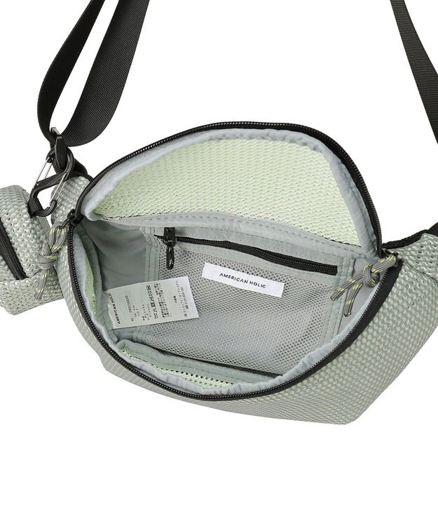AMERICAN HOLIC 【2点SET】ポーチ付ダブルメッシュウエストポーチ Gray