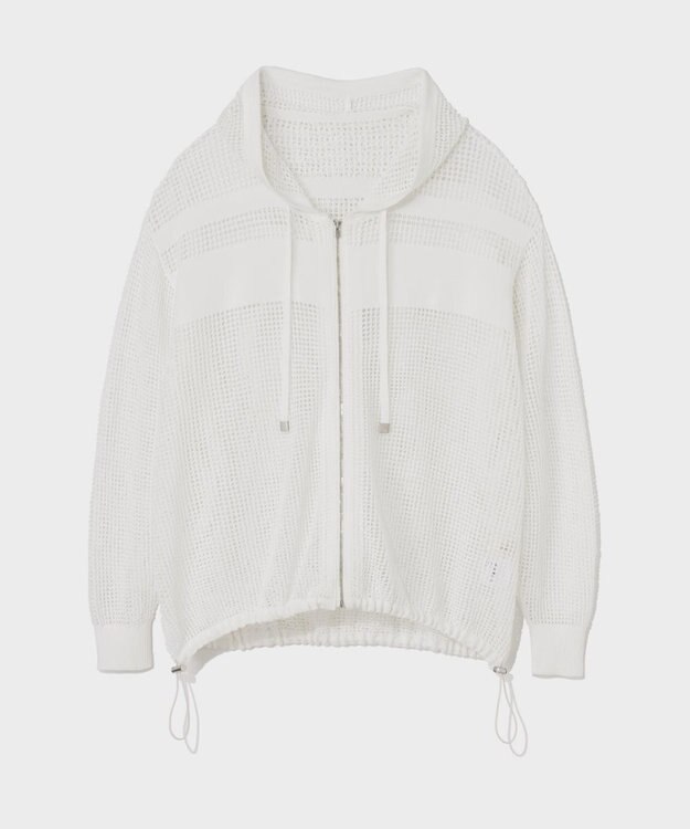 GRACE CONTINENTAL ボーダーメッシュフーディ ホワイト