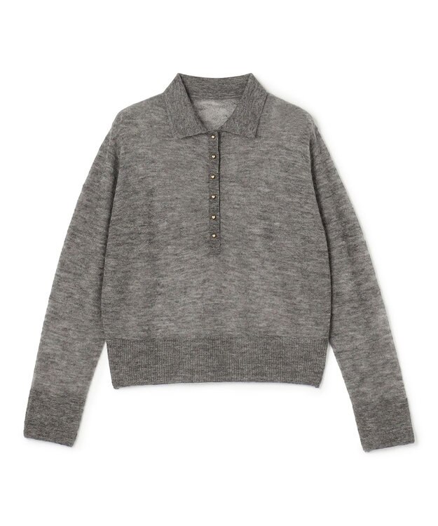 BEIGE， ELM / シアーモヘア ニットポロ Gray