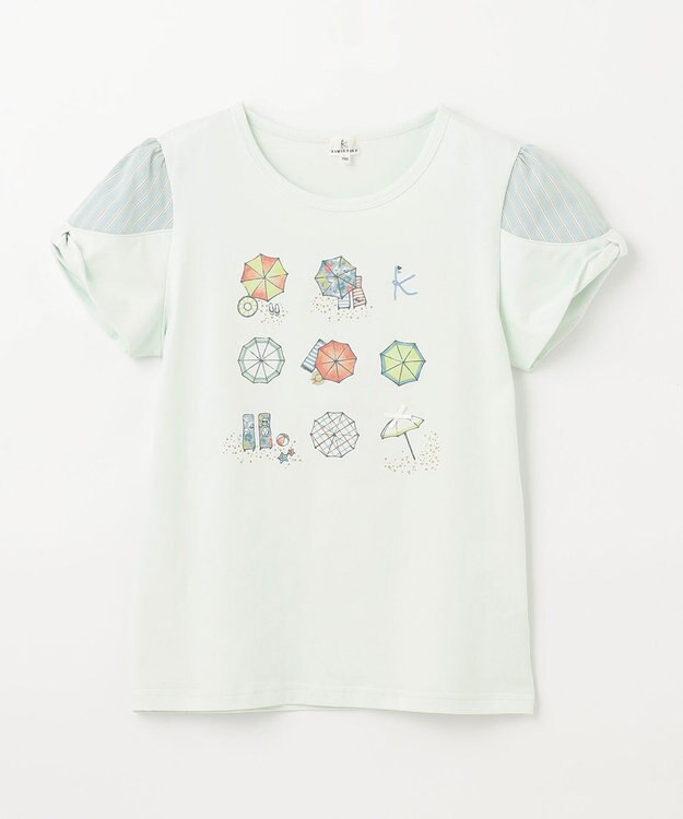 組曲 KIDS 【150-160㎝】【UVケア】パラソルアート Tシャツ ライトグリーン系