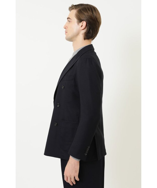 DAKS ストレッチダブルジャケット ネイビー