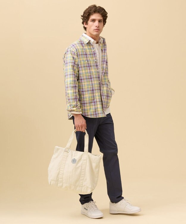 J.PRESS MEN コットンキャンバス オーバルトートバッグ アイボリー系