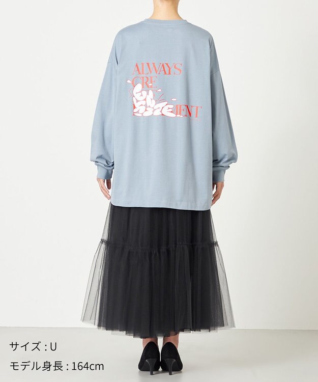 NAVE 【xNAVE】Six Sence Recordコラボ グラフィックロングスリーブT スカイブルー系