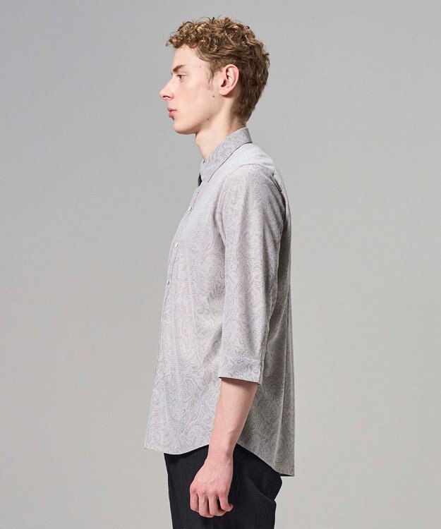 JOSEPH HOMME 【新柄】ヨシタレース　7分袖レギュラーカラーシャツ ライトグレー系