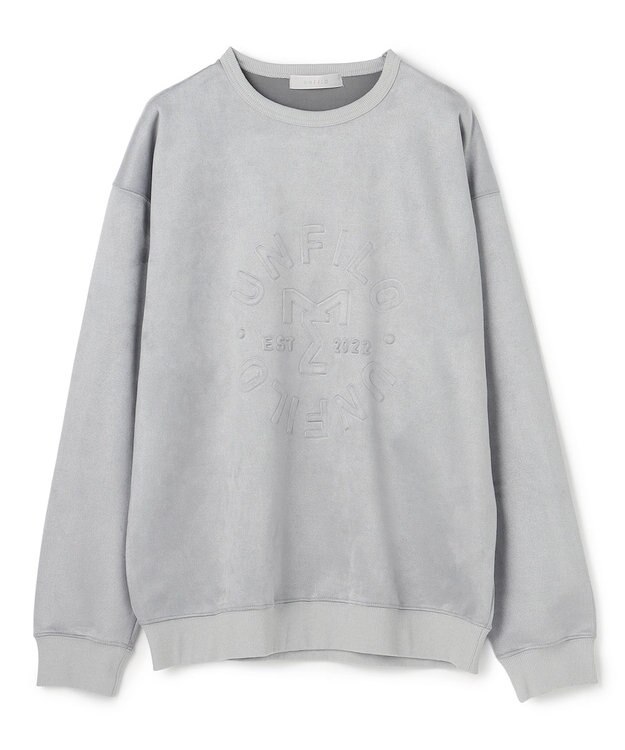 UNFILO MENS 【男女兼用】クリーンスエード エンボスロゴ クルー チャコール