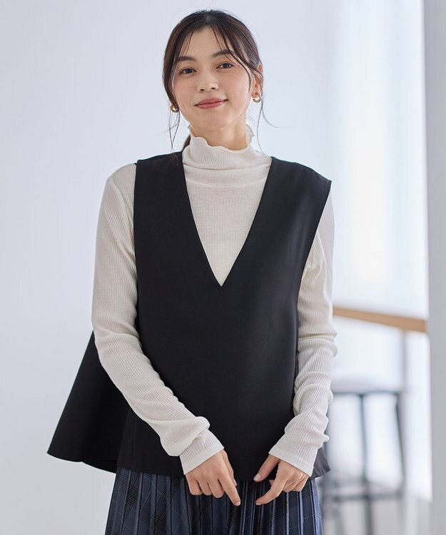 ANY 【2SET】ハンサムジレ×ワイドパンツセット ブラック