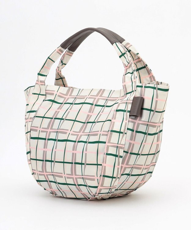 Y'SACCS 総柄プリントミニトートバッグ グレージュ（チェック柄）