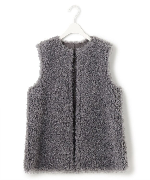 ICB 【リバーシブル着用可能】フェイクムートン ジレ チャコール系