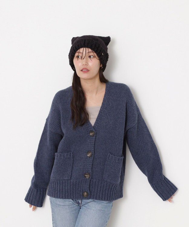 MOONBAT PAUL&JOE ACCESSOIRES(ポール&ジョー)ネコミミ シャギー ニット帽 ブラック