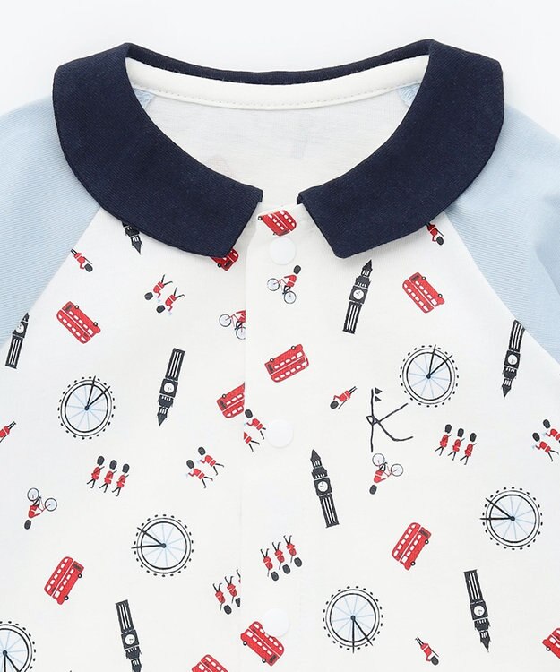 組曲 KIDS 【70㎝】ロンドントラベル ロンパース アイボリー系5