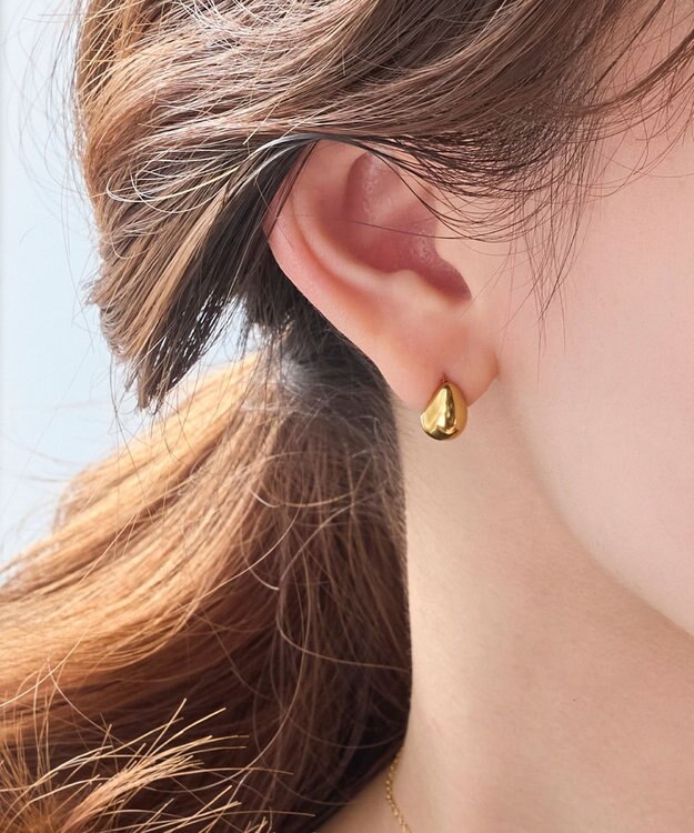 Phoebe 【金属アレルギー対応】プックリハーフフープミニピアス　ゴールド/サージカルステンレス